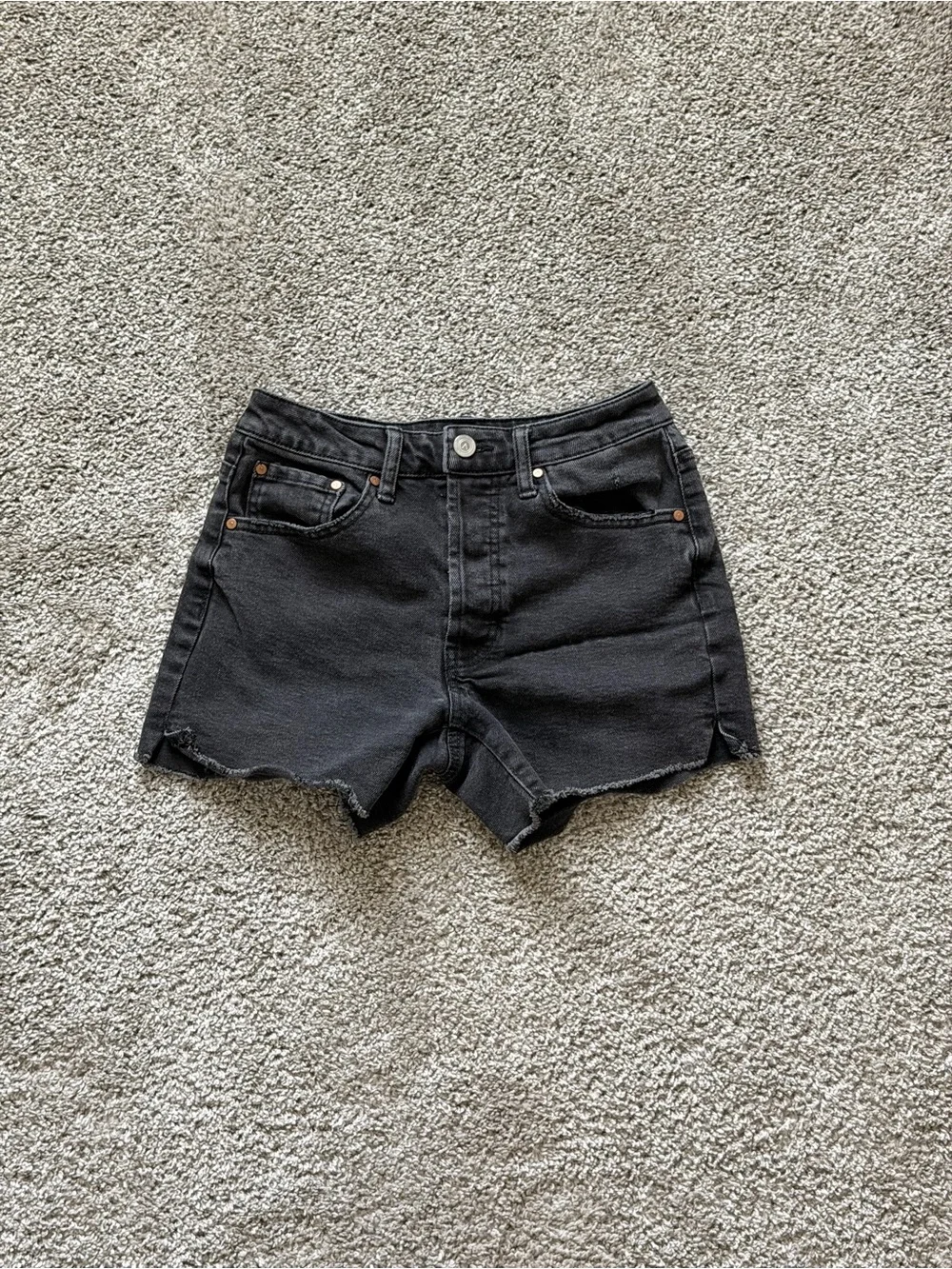 Women's Black Denim Jean Shorts with Raw Hem